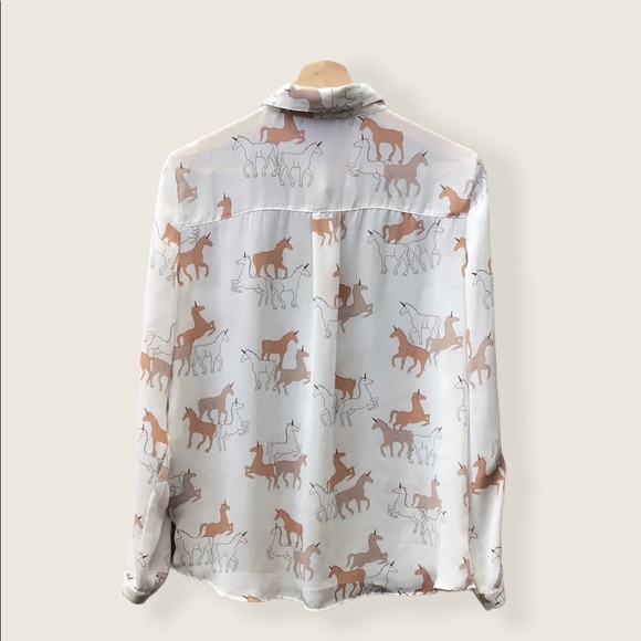 Zara Unicorn White Blouse/Shirt Sz L - Picture 5 of 6